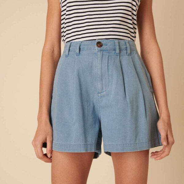 Nobody's Child Women's Denim High Waist Pleat Front Shorts - 16 - Blue, Blue