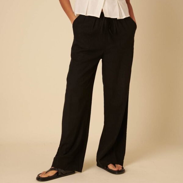 Nobody's Child Women's Linen Rich Relaxed Wide Leg Trousers - 12REG - Black, Black,Red,Green,Cream