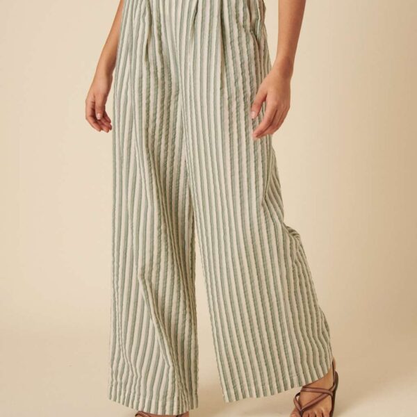 Nobody's Child Women's Pure Cotton Striped Wide Leg Trousers - 14 - Black Mix, Black Mix