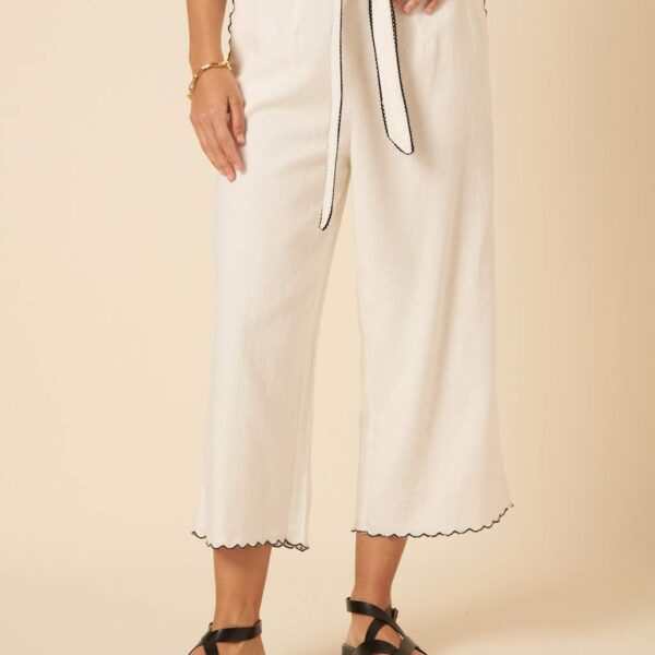 Nobody's Child Women's Linen Rich Cropped Wide Leg Trousers - 10 - White, White