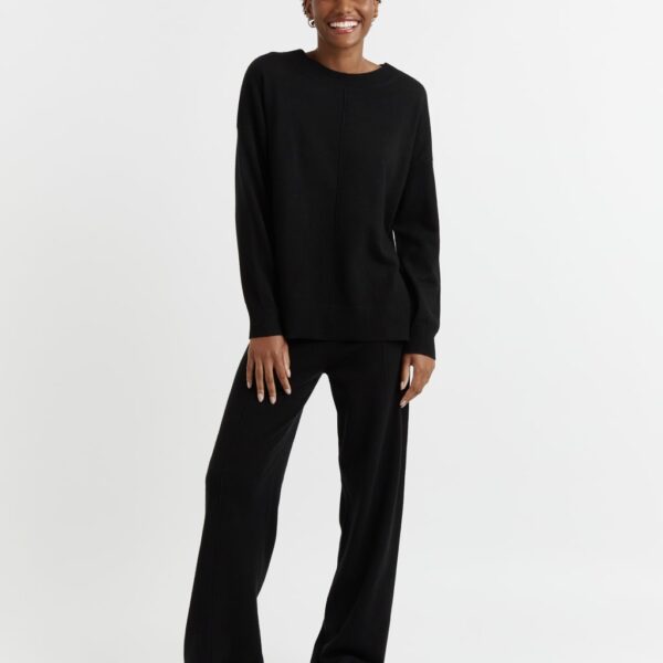 Chinti & Parker Women's Wool Rich with Cashmere Relaxed Jumper - Black, Dark Blue,Acid Yellow,Flamingo,Dark Grey,Light Grey,Navy,Black,Oatmeal,Hot Pink,Cream