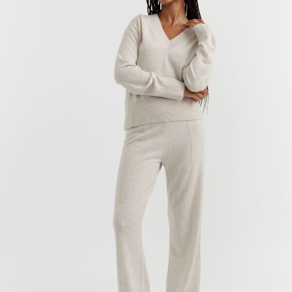 Chinti & Parker Women's Wool Rich Wide Leg Relaxed Joggers with Cashmere - XL - Oatmeal, Light Grey,Flamingo,Dark Blue,Black,Oatmeal,Navy,Hot Pink,Dark Grey,Cream