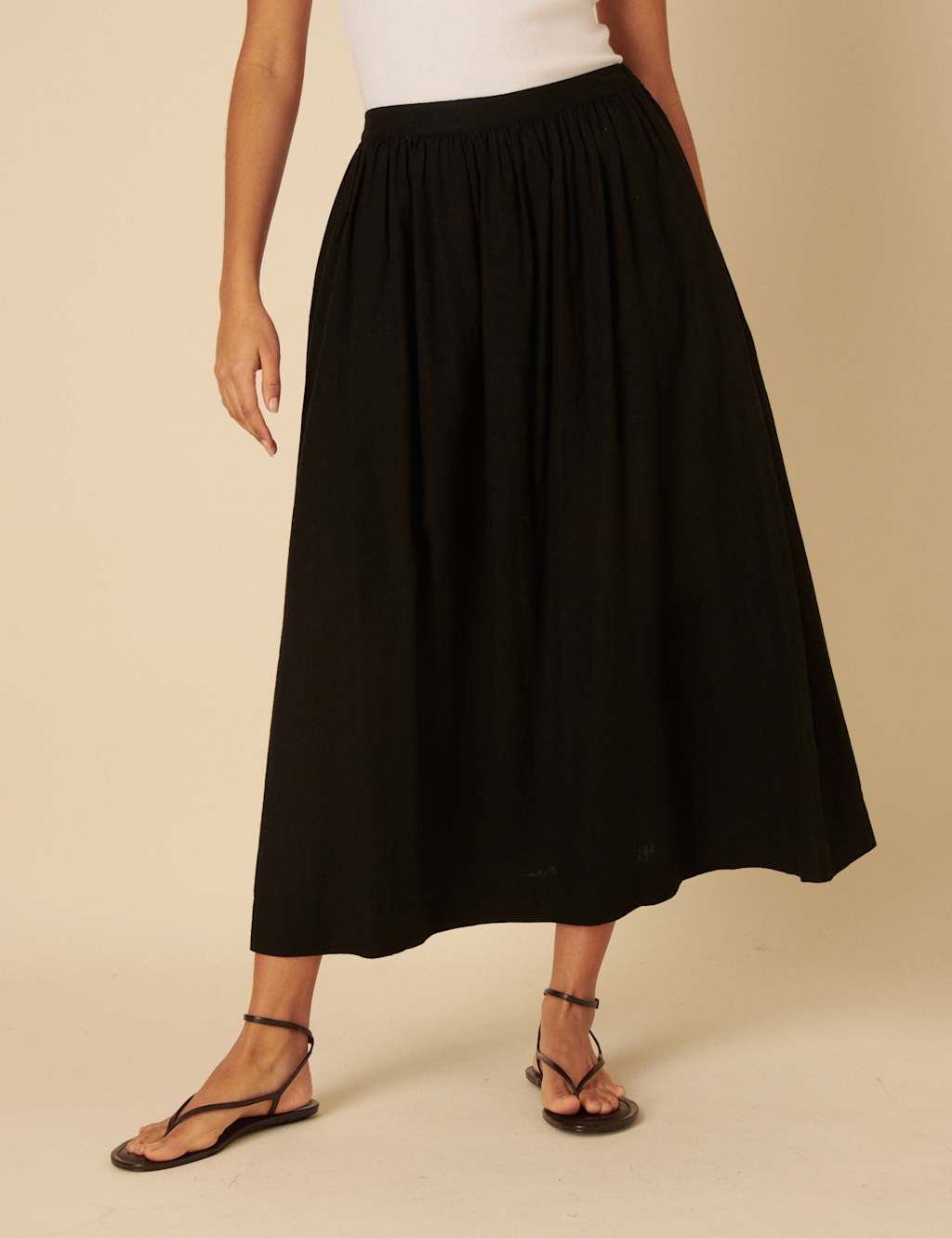 Nobody's Child Women's Linen Rich Maxi Circle Skirt - 12 - Black, Black