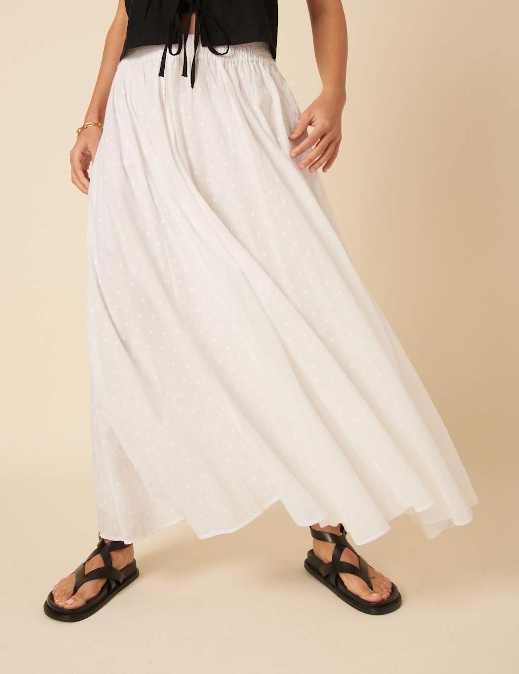 Nobody's Child Women's Pure Cotton Embroidered Maxi Circle Skirt - 14 - White, White