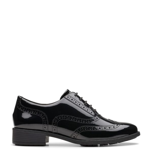 Clarks Women's Patent Leather Brogues - 3.5 - Black, Black