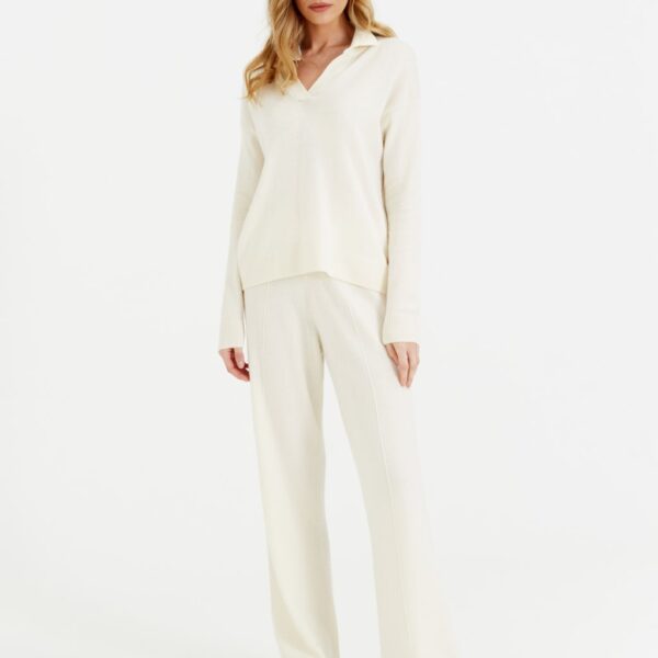 Chinti & Parker Women's Wool Rich Collared Jumper with Cashmere - Cream, Cream