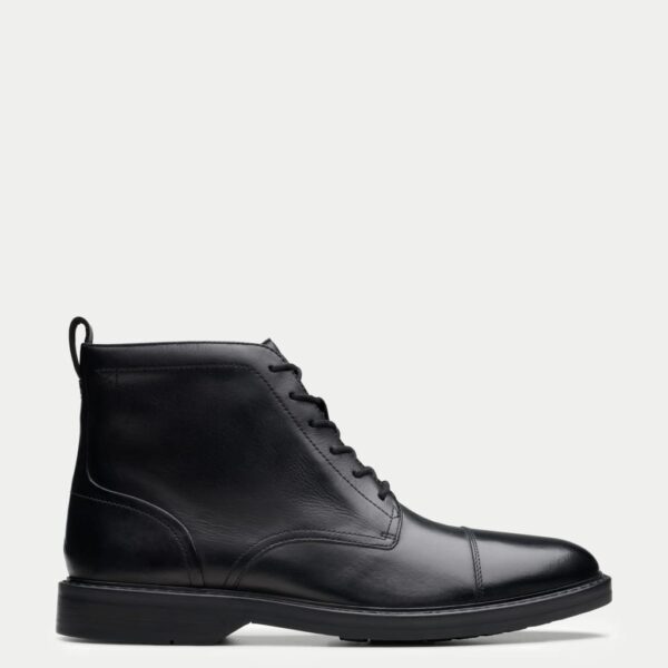 Clarks Men's Leather Side Zip Casual Boots - 7 - Black, Black