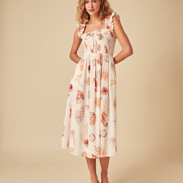 Nobody's Child X Elizabeth Scarlett Women's Pure Cotton Printed Midi Dress - 12 - Multi, Multi