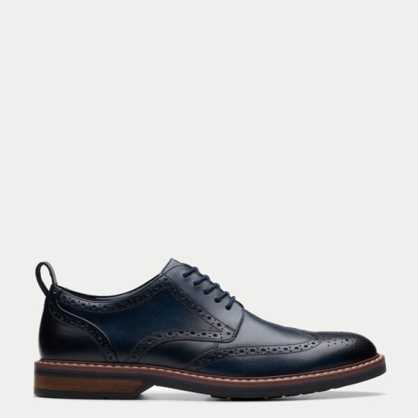 Clarks Men's Leather Brogues - 8 - Navy, Navy