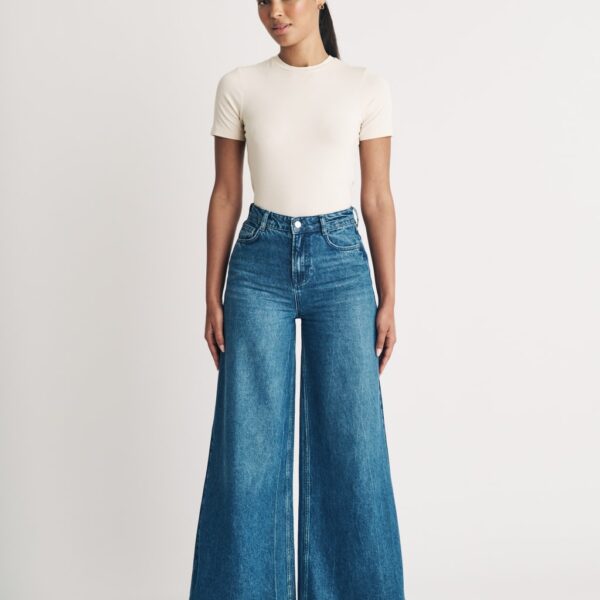 Nobody's Child Women's Cotton Rich High Waisted Wide Leg Jeans - 10 - Navy, Navy