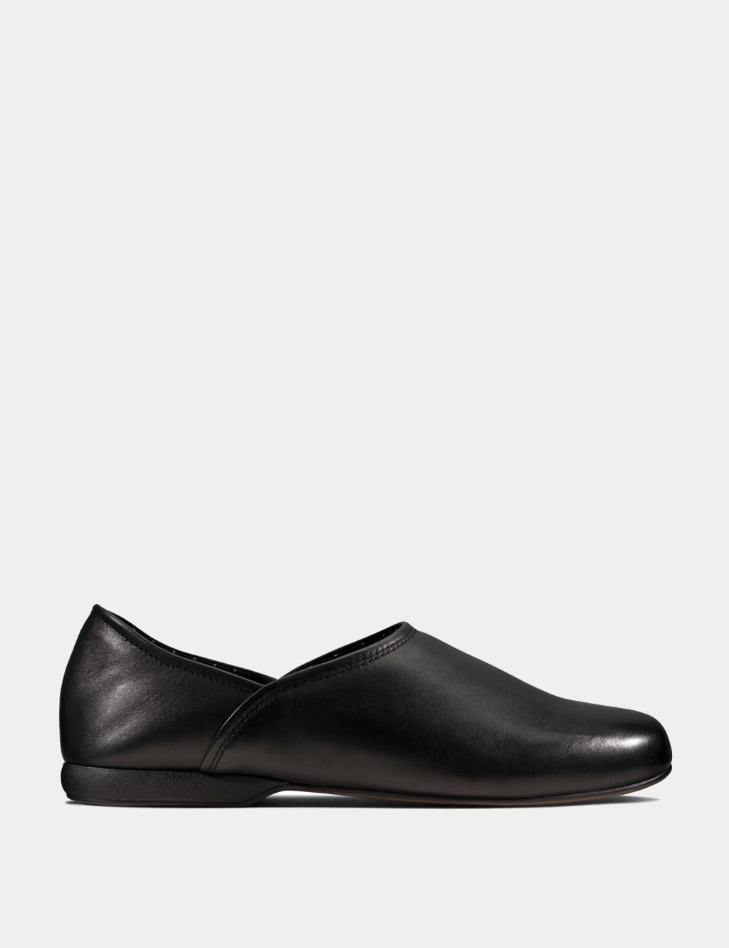Clarks Men's Leather Slippers - 7 - Black, Black