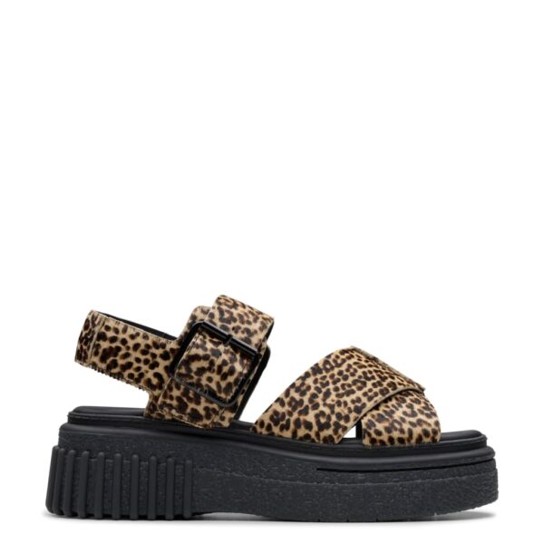 Clarks Women's Leather Leopard Print Flatform Sandals - 4.5 - Brown Mix, Brown Mix