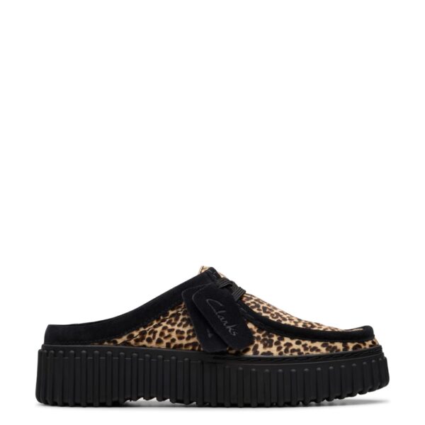 Clarks Women's Torhill Animal Print Flatform Mules - 6 - Black Mix, Black Mix