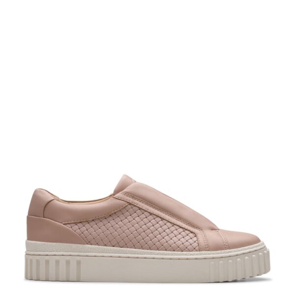Clarks Women's Leather Slip On Side Detail Trainers - 6 - Pink, Pink,White