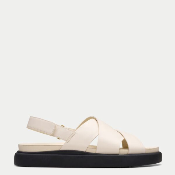 Clarks Women's Leather Slingback Flat Sandals - 6 - Cream, Cream
