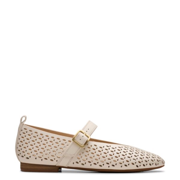 Clarks Women's Leather Textured Mary Jane Ballet Pumps - 8 - Cream, Cream