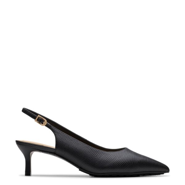 Clarks Women's Leather Stiletto Heel Pointed Slingback Shoes - 6 - Black, Black