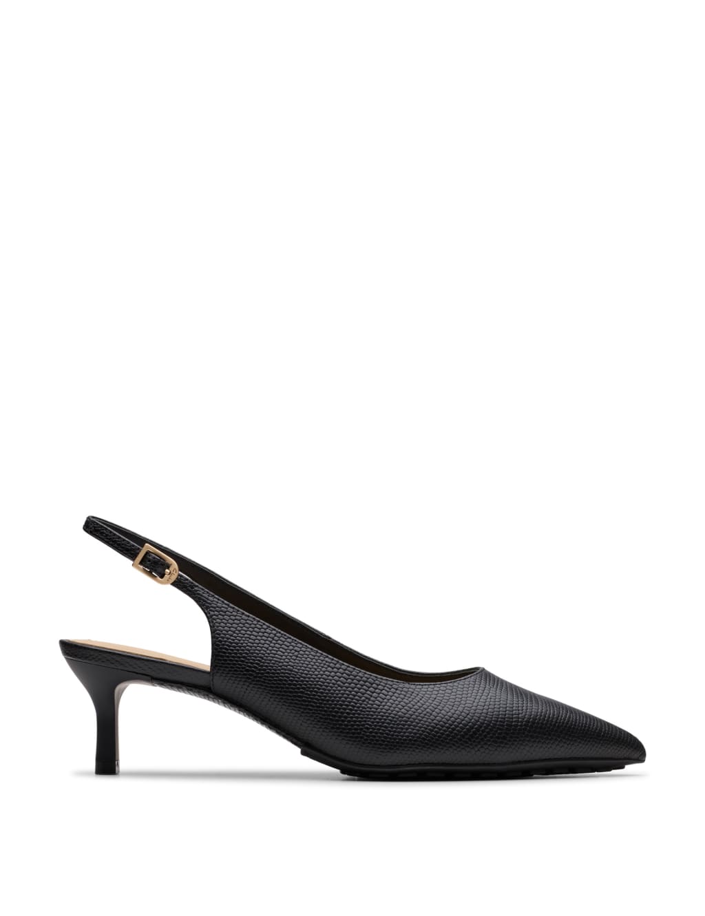 Clarks Women's Leather Stiletto Heel Pointed Slingback Shoes - 6 - Black, Black