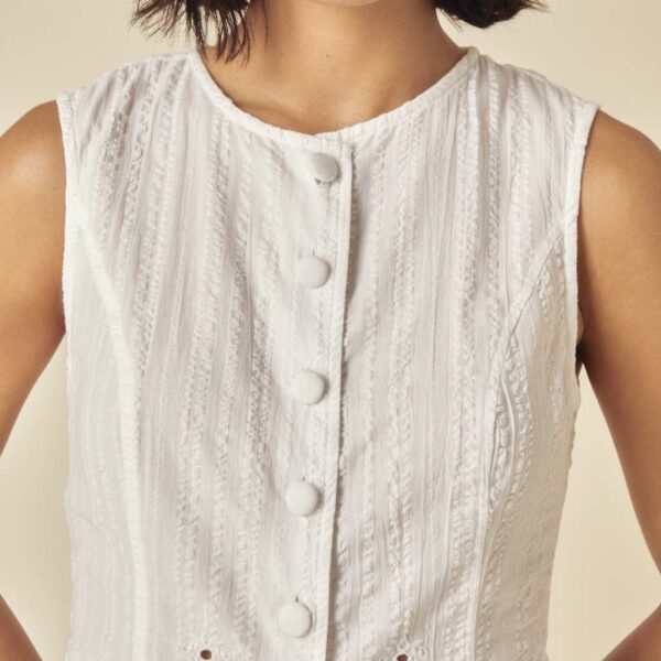 Nobody's Child Women's Pure Cotton Broderie Button Through Vest Top - 12 - White, White