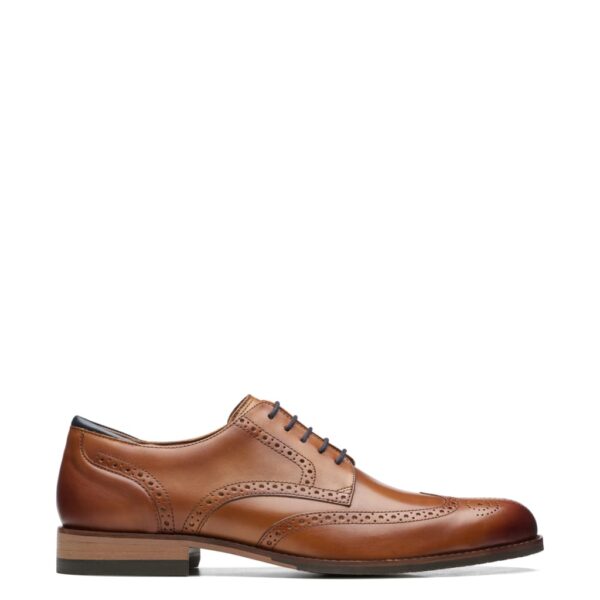 Clarks Men's Leather Brogues - 9 - Tan, Tan