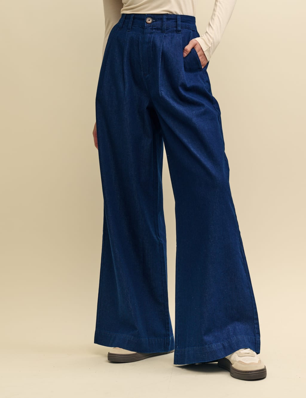 Nobody's Child Women's Pure Cotton Wide Leg Trousers - 16 - Blue, Blue