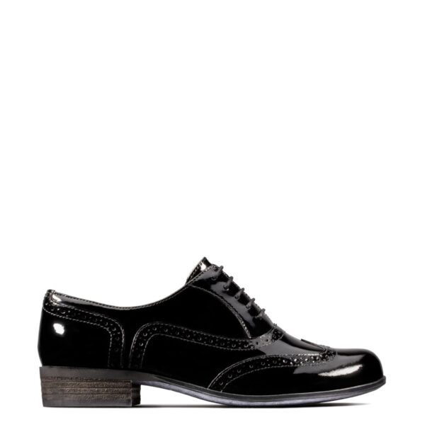 Clarks Women's Leather Patent Lace Up Brogues - 5 - Black, Black