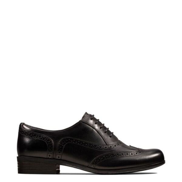 Clarks Women's Wide Fit Leather Flat Brogues - 3.5 - Black, Black