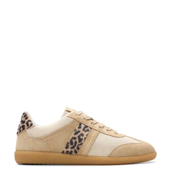 Clarks Women's Suede Leopard Print Trainers - 7 - Sand Mix, Sand Mix