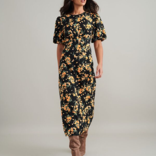 Nobody's Child Women's Floral Midi Tea Dress - 10 - Black Mix, Black Mix