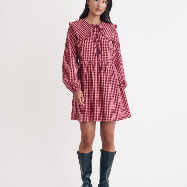 Nobody's Child Women's Pure Cotton Checked Mini Smock Dress - 14 - Red Mix, Red Mix