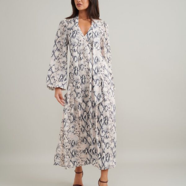 Nobody's Child Women's Snake Print V-Neck Midi Smock Dress - 14 - Brown Mix, Brown Mix