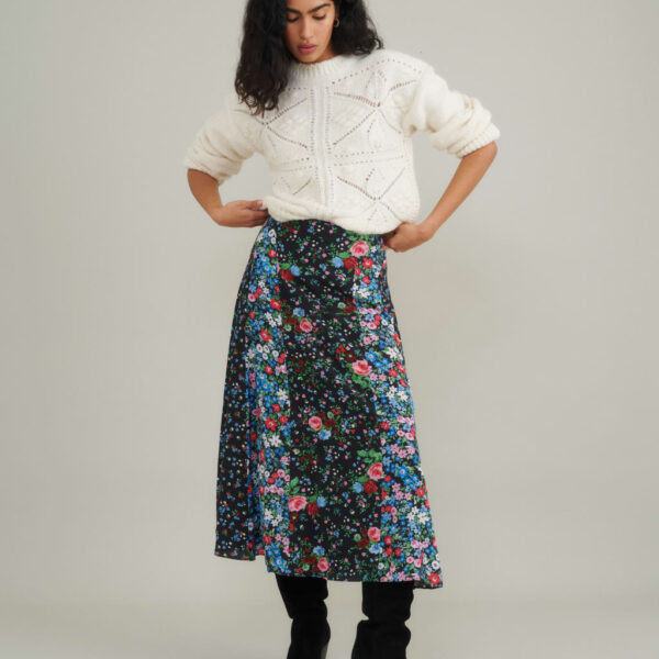 Nobody's Child Women's Floral Midi Slip Skirt - 14 - Black Mix, Black Mix