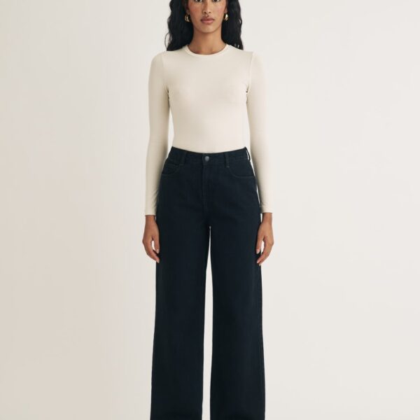 Nobody's Child Women's High Waisted Wide Leg Jeans - 14REG - Black, Black