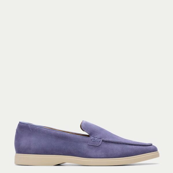 Clarks Men's Suede Slip-On Loafers - 9 - Blue, Blue,Grey