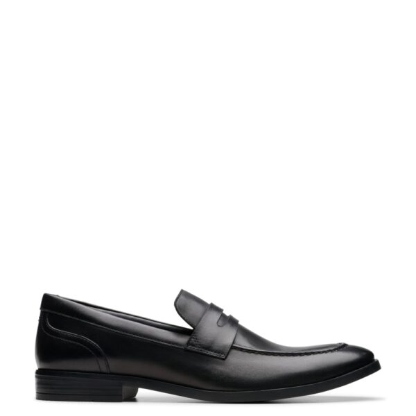 Clarks Men's Leather Slip-On Brogues - 9 - Black, Black