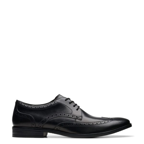Clarks Men's Leather Brogues - 9 - Black, Black