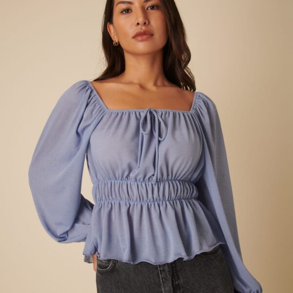 Nobody's Child Women's Square Neck Blouse - 14 - Blue, Blue