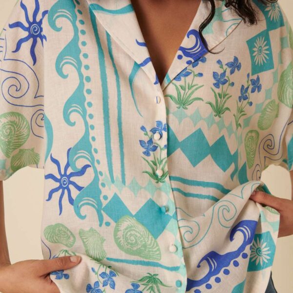 Nobody's Child Women's Lyocell Rich Printed Collared Relaxed Shirt - 12 - Multi, Multi