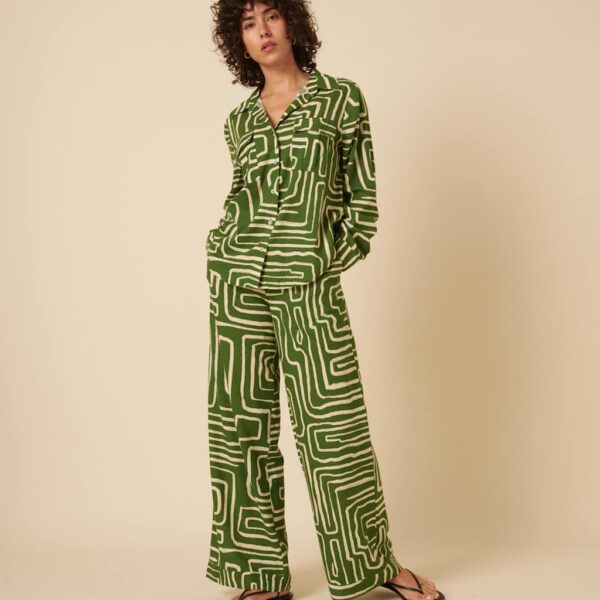 Nobody's Child Women's Lyocell Rich Printed Collared Oversized Shirt - 14 - Green Mix, Green Mix