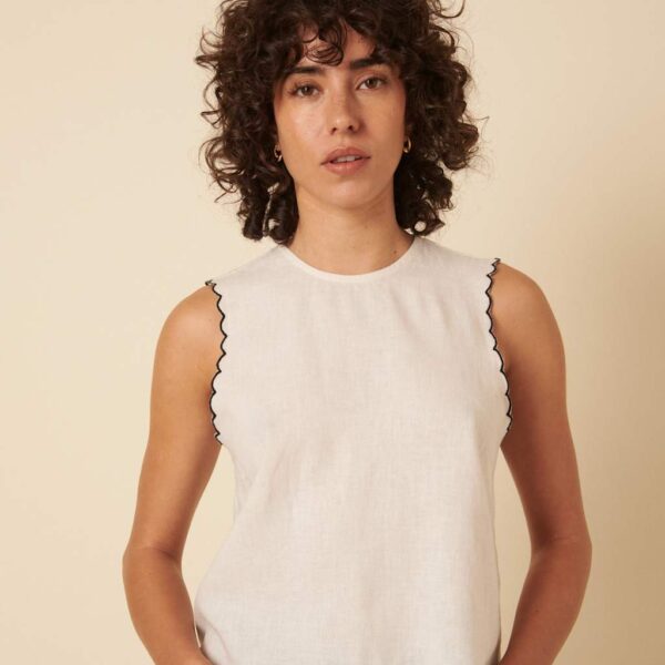 Nobody's Child Women's Linen Rich Scallop Split Back Vest - 10 - Cream, Cream