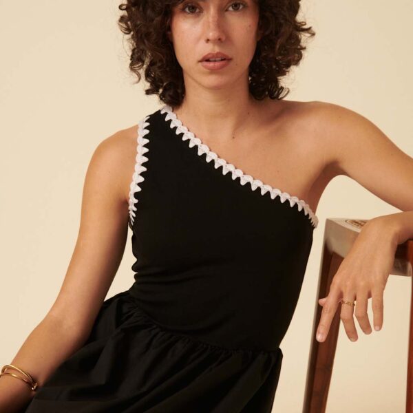 Nobody's Child Women's Cotton Rich One Shoulder Midaxi Waisted Dress - 16REG - Black, Black