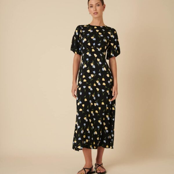Nobody's Child Women's Floral Midi Tea Dress - 10 - Navy Mix, Navy Mix
