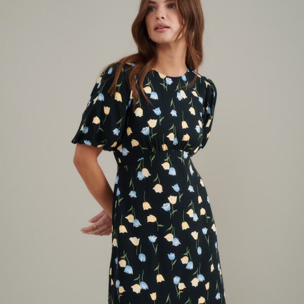Nobody's Child Women's Floral Mini Tea Dress - 16 - Black Mix, Black Mix