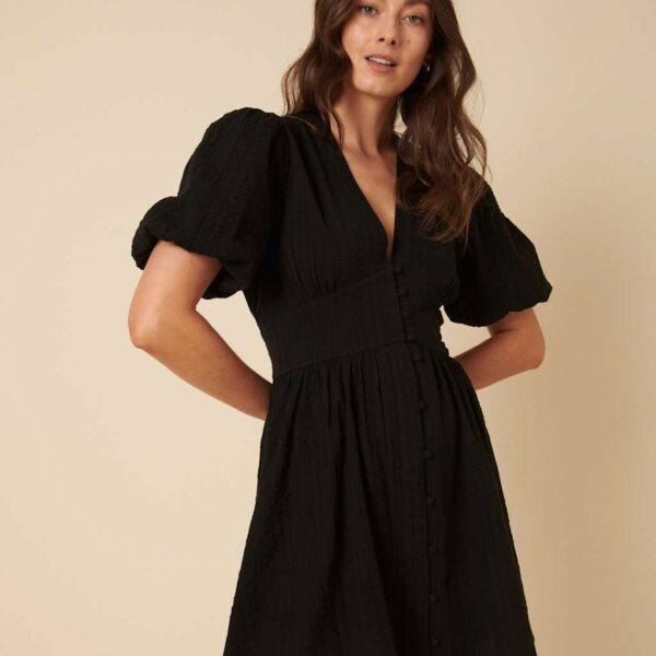 Nobody's Child Women's Pure Cotton Midi Smock Dress - 16 - Black, Black