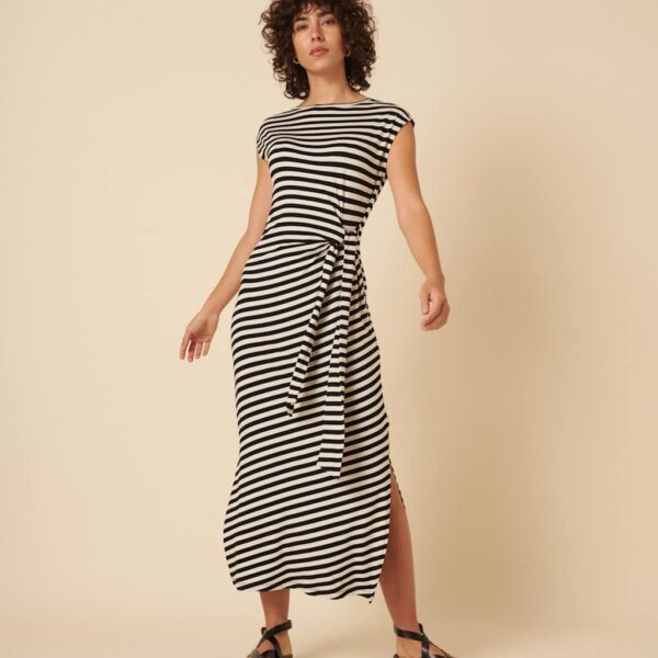 Nobody's Child Women's Striped Midaxi T-Shirt Dress - 14 - Black Mix, Black Mix