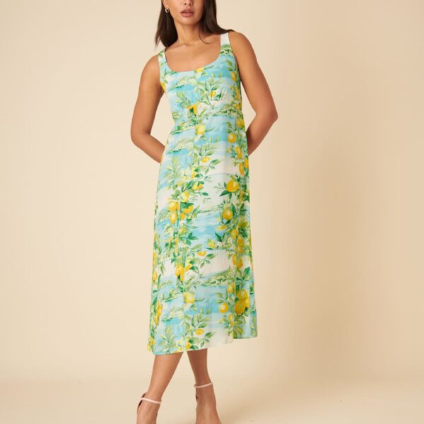 Nobody's Child Women's Printed Scoop Neck Midi Slip Dress - 18 - Multi, Multi