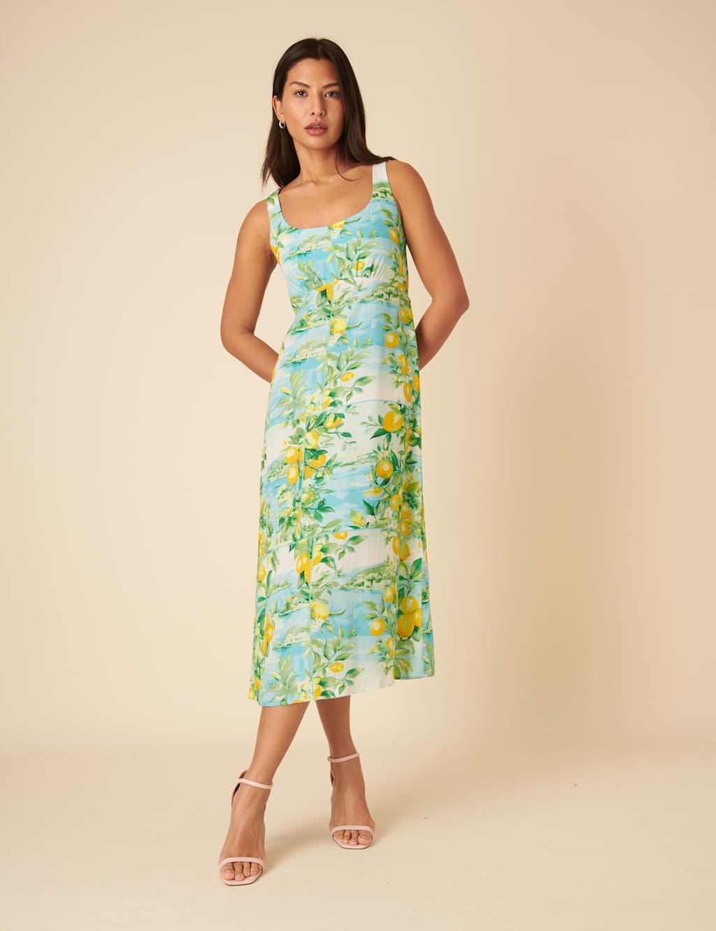 Nobody's Child Women's Printed Scoop Neck Midi Slip Dress - 18 - Multi, Multi