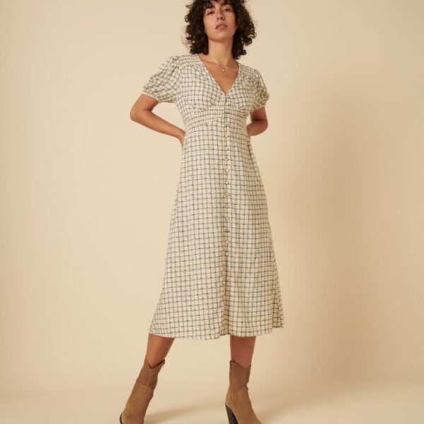 Nobody's Child Women's Floral V-Neck Button Through Midi Tea Dress - 12 - White Mix, White Mix