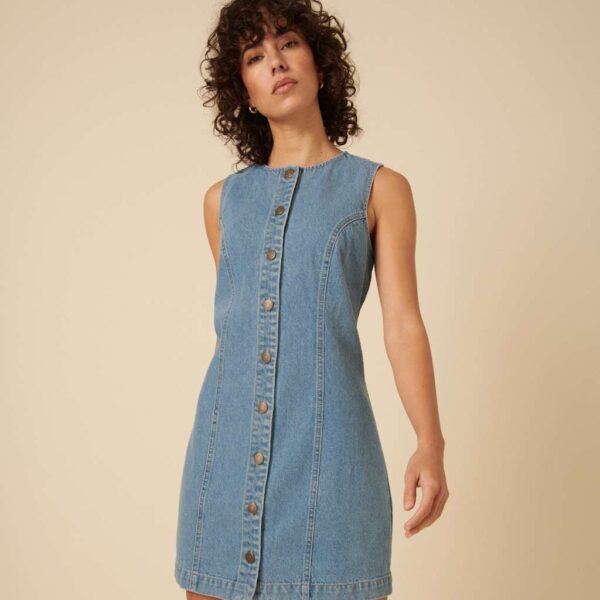 Nobody's Child Women's Pure Cotton Denim Tailored Mini Dress - 10 - Blue, Blue