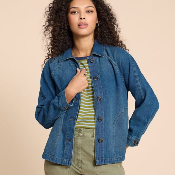 White Stuff Women's Denim Relaxed Jacket - 10REG - Med Blue Denim, Med Blue Denim